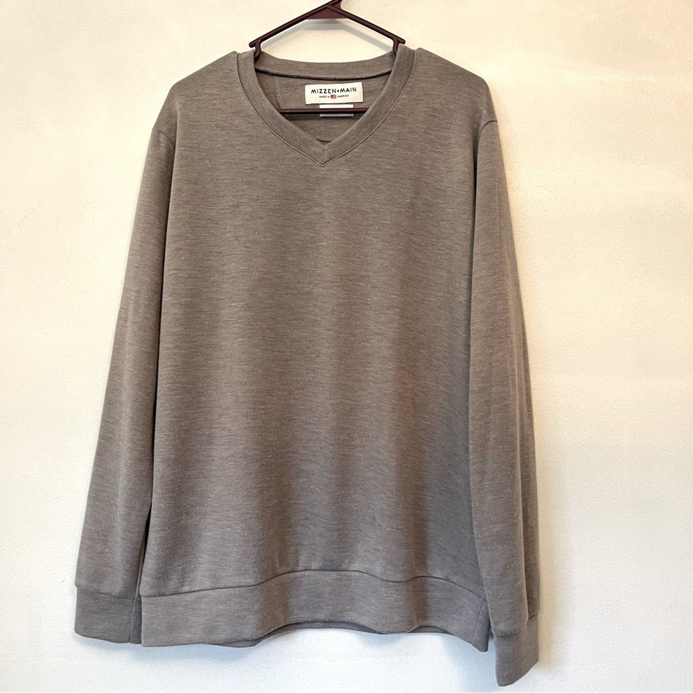 Mizzen+Main V Neck Sweater X-Large Trim Fit Gray